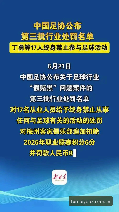 中国足协第三批禁足名单出炉,爱游戏平台用户热议赛事生态净化最新动态